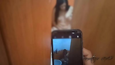 Blackmailing my stepsister with pics to be able to penetrate her after she is tugging in the bathroom, she asks me not to upload her pics to social networks so as not to sight like a whore.